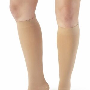 Ames Walker Medical Support Closed Toe Knee Highs large Beige Compression 20-30m